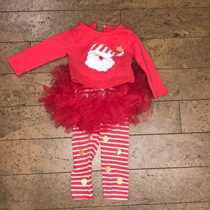 2 piece 0-6 m Santa mud pie outfit red white gold